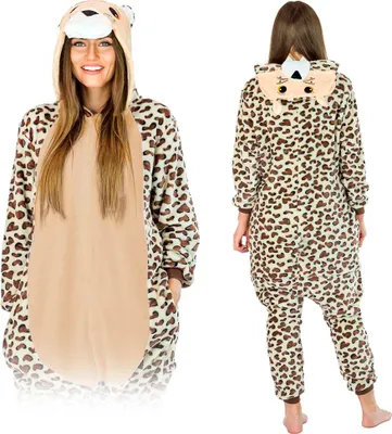 Obrázek produktu pro Onesie kigurumi kostým gepard teplé pyžamo převlek kombinéza zip l
