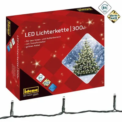Produktbild von 9x Lichterkette 300 LED warmweiß 8h Timer 37,9m, innen & außen, mit Netzteil