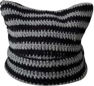 Immagine prodotto di Cappelli autunnali e invernali in lana da donna con motivo a gatti e paraorecchie