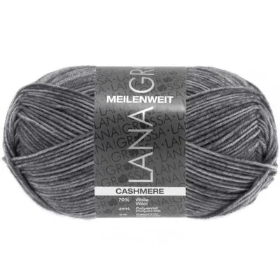 Produktbild von Lana Grossa MEILENWEIT 50 g CASHMERE weiche 4-fach Sockenwolle mit Kaschmir-Anteil 210 m Farbe 007 - Dunkelgrau