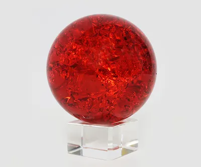 Produktbild von Glaskugel Effekt Kugel auf Sockel Vollglas Splittereffekt (rot)