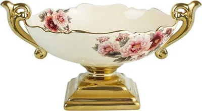 Produktbild von Goldschale - dekorativer Früchteständer - Blumenfrüchteimer - Essensstand - Tischdekoration