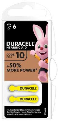 Image de Duracell EasyTab 10 : piles pour appareils auditifs sans mercure