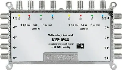Produktbild von Schwaiger SAT-Multischalter 9, digitale Signale von zwei Satellitenpositionen auf 8, B159 0988