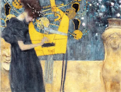 Produktbild von Legendarte - Kunstdruck auf Leinwand - Die Musik Gustav Klimt - Wanddeko, Canvas cm. 50x60