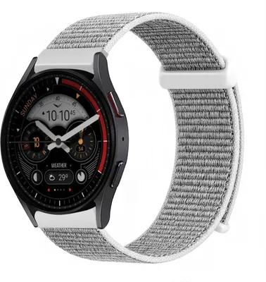 Produktbild von Smartwatch Armband für Samsung Galaxy Watch3 45mm Nylon Textil Band Ersatzband Wechselband Klettverschluss flexibel atmungsaktiv Grau