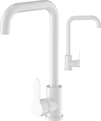 Produktbild von Granitan | STEEL - Küchenarmatur - 360° schwenkbar - Weiß - Edelstahl - Keramikkopf