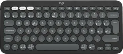 Zdjęcie produktu dla Logitech Pebble Keys 2 K380s, Mini, Bezprzewodowy, Bluetooth, Przełącznik nożycowy, QWERTY, Grafitowy