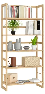 Produktbild von CASARIA® Badregal Standregal Holz 5 Böden 58x27x136 cm Groß Stehend Offen 50kg Belastbarkeit Kiefer Bad Badezimmer Küche Wohnzimmer Keller Regal Natur