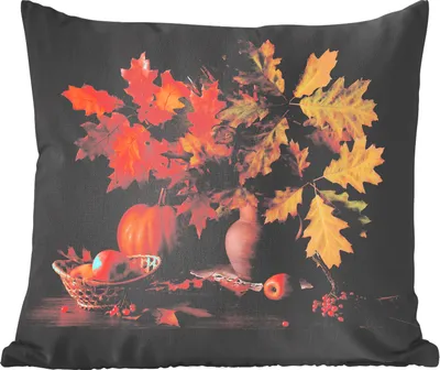 Produktbild von MuchoWow® Zierkissen Sofakissen Wohnzimmer Dekokissen 45x45 cm Blätter - Früchte - Stilleben - Schlafpolster - Polster für das Sofa