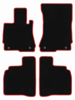 Productafbeelding van Velours automatten voor Mercedes W221 2005-2013 (sedan) – 4-delig, zwart/rood, op maat – Wielganizator CARLUX