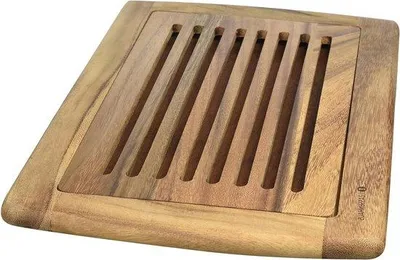 Obrázok produktu pre Drevená doska na krájanie s drážkami, 42 x 28 cm, z akáciového dreva