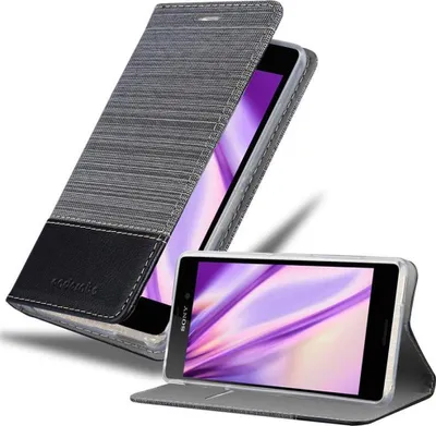 Produktbild von Cadorabo Hülle für Sony Xperia M4 AQUA Schutzhülle in Grau Handy Hülle Etui Book Case Cover