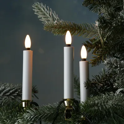 Produktbild von LED Kerzenlichterkette - 20 Christbaumkerzen - Weihnachtsbaumlichterkette - L: 9,5m - Innen/Außen