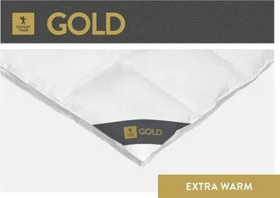 Produktbild von Spessarttraum Daunendecke Gold Füllung: 100% Gänsedaunen Bezug: 100% Baumwolle Größe 240 x 220  cm Wärmeklasse extrawarm