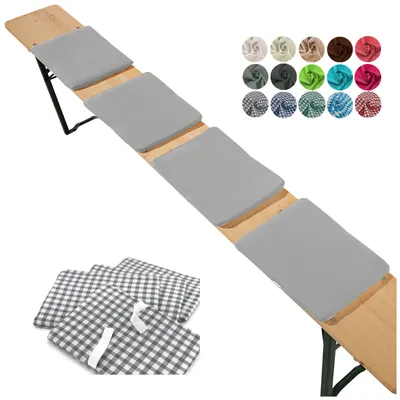 Produktbild von heimtexland ® Sitzkissen 4er Set  Bierbank Polster Auflage Bierzeltgarnitur Garten Deko Kissen Typ859 Grau