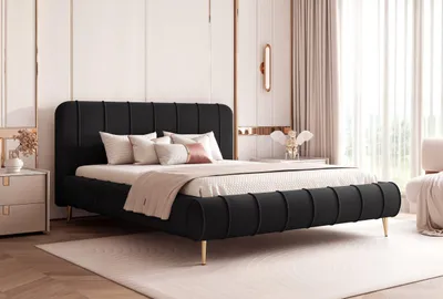 Produktbild von Polsterbett Elegantes Stoffbett "FIRENZE" mit hohem Kopfteil und großem Bettkasten