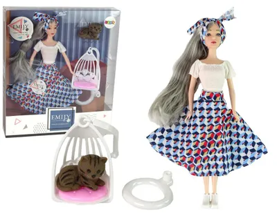 Produktbild von Babypuppe Emily mit grauem Haar, Kätzchenschaukel