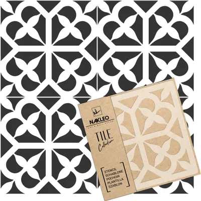 Produktbild von Tile Fliesen Schablone zum Malen 30x30 cm, Avola Spanische Maurische Blume Marokkanisch, Kunststoff Wiederverwendbare Bodenschablone DIY
