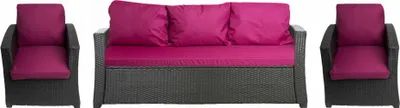 Image de Polyrattan-Möbelkissen set 5-Sitzer 168x50cm + 2x 56x52cm| Set de coussins de siège rose, coussins de canapé, coussins d'extérieur avec dossier, coussins de chaise de jardin