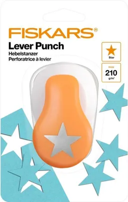 Obrázok produktu pre Dierovač FISKARS s motívom M "Hviezda", biely / oranžový