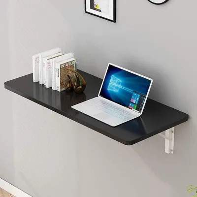 Immagine prodotto di Tavolo da scrivania da parete – Scrivania salvaspazio – Supporto doppio – 100x30 cm – Nero