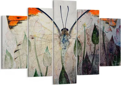Produktbild von Bild auf Leinwand - Leinwandbild - Schmetterling Abstraktion - 150x100cm - Wand Bild - Wanddeko - Leinwanddruck - Bilder - Kunstdruck - Wanddekoration - Leinwand bilder - Wandkunst - EA150x100-4081