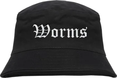 Produktbild von Worms Fischerhut - Altdeutsch - bestickt -  Bucket Hat Anglerhut Hut Anglerhut Hut  Schwarz L/XL
