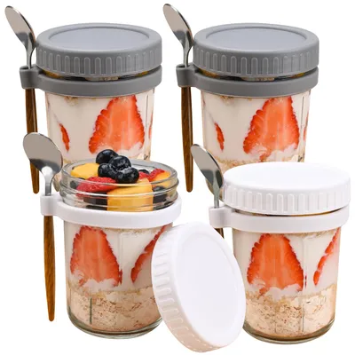 Mason-Jar 16 oz mit Deckel und Löffel, Glasbehälter