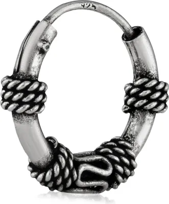 Produktbild von Einzel Keltische Creole 925 Silber Gothic Single Wikinger Ohrring 12mm 3003