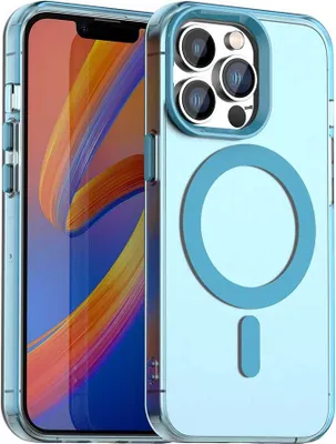 Obrázek produktu pro Magnetické pouzdro pro iPhone 13 Pro, tenké matné průsvitné nárazuvzdorné pouzdro Modrý