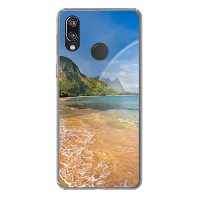 Produktbild von MuchoWow® Handyhülle Schutzhülle Hülle für Huawei P20 Lite (2020) Ein schöner Regenbogen am Tunnels Beach in Hawaii Silikon Softcase Handy Hülle - Kartenhalter