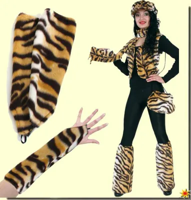 Produktbild von Handschuhe lang Einfinger Tiger Fasching Karneval