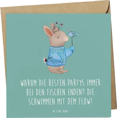 Produktbild von Mr. & Mrs. Panda Grußkarte Fische Flow Spaß - Meeresbrise - Geschenk, Geschenke Sternzeichen, Spiritualität, Party, anlasskarte, Emotionalität, Ozeane, Glückwunschkarte