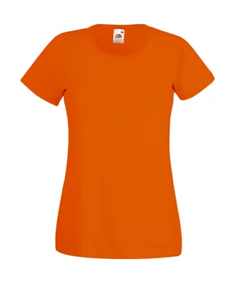 Produktbild von Fruit of the Loom Damen Rundhals Basic T-Shirt Shirt Kurzarm, Größe:M (12), Farbe:Orange