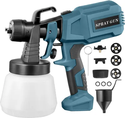 Produktbild von Farbsprüher - Elektrische Farbspritzpistole - Leistung 850 W - Drei Sprühmuster - Behälter 900 ml - Für Wandfarbe und Lack - - Blau