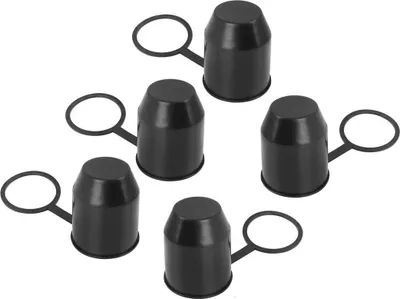 Produktbild von 5er Set Anhängerkupplung Schutzkappe mit Sicherungsring | AHK Kappe | Anhängervorrichtung Abdeckkappe schwarz | Kugelschutzkappe | Universal Abdeckung für PKW Anhängerkupplungen | Witterungsbeständig