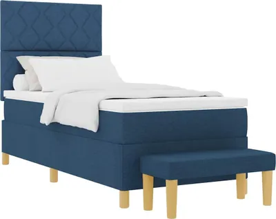 Productafbeelding van vidaXL Boxspringbed met matras en hoofdeinde, blauw, 90 x 200 cm, stof