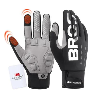 Immagine prodotto di ROCKBROS Guanti da ciclismo invernali Guanti sportivi touchscreen per ciclismo, MTB, arrampicata, corsa Thinsulate Addensato resistente al freddo modello M