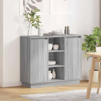 Produktbild von vidaXL LED-Sideboard Graues Sonoma 90 x 32 x 75 cm Holzwerkstoff