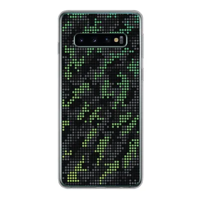 Produktbild von MuchoWow® Handyhülle Schutzhülle Hülle für Samsung Galaxy S10 Camouflage-Muster aus grünen und grauen Punkten Silikon Softcase Handy Hülle - Handytasche