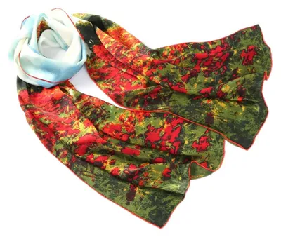 Imagen del producto de Omgoods - Pañuelo de seda largo con estampado de Van Gogh