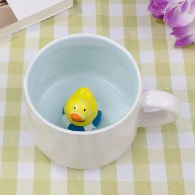 Immagine prodotto di Tazza a forma di animale in 3D con anatra gialla - Tazza da caffè divertente, 300 ml