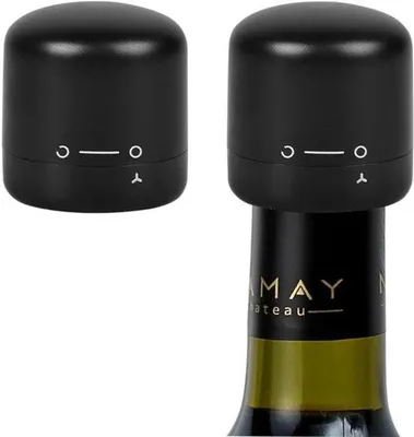 Image de FBBULES - Lot de 2 bouchons pour bouteilles de vin, mini-bouchons réutilisables en silicone avec mécanisme rotatif pour collection de vins, bouchons d'étanchéité pour vins rouges et blancs