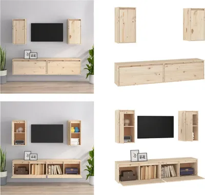 Produktbild von vidaXL TV Schränke 4 Stk. Massivholz Kiefer - TV-Schrank - TV-Schränke - TV-Schrank Holz - Hängeschrank