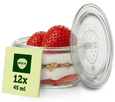 Produktbild von Einmachglas Dessertglas Dessertschale - 45 ml - 12 Stück - mit Glasdeckel