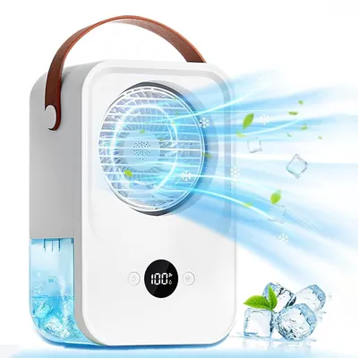 Produktbild von Tragbare Klimaanlage mit Sprühnebel, Tragbarer Klimaanlagenlüfter, 3500 mAh wiederaufladbarer Akku, Mini-AC-Klimaanlage, 4 Geschwindigkeiten
