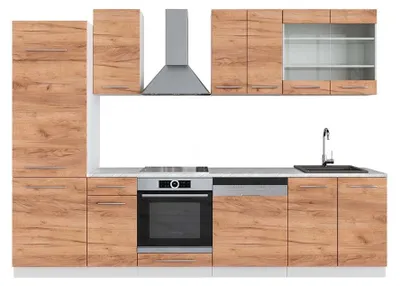 Produktbild von Küchenzeile Vicco Fame-Line Goldkraft Eiche/Weiß 300 cm , AP Marmor, Model 42399