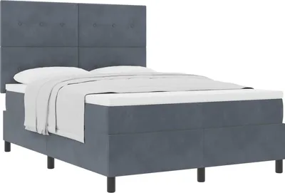 Produktbild von Boxspringbett mit Kopfteil Dunkelgrau 140 x 190 cm Samt
