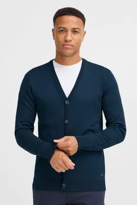 Produktbild von Blend BHWebte Herren Strickjacke Cardigan mit V-Auschnitt Knopfleiste Rippbündchen Label-Details Regular fit
